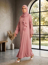 Pink Embroidered Flower Abaya