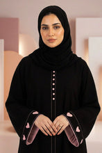 Heart‑Embellished Black Abaya