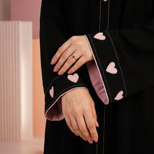 Heart‑Embellished Black Abaya