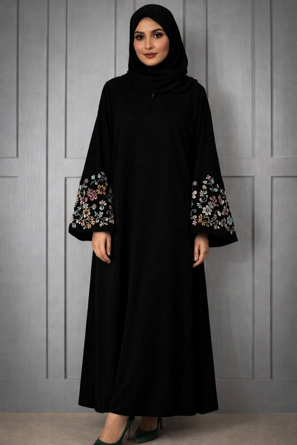 Midnight Bloom Embroidered Abaya