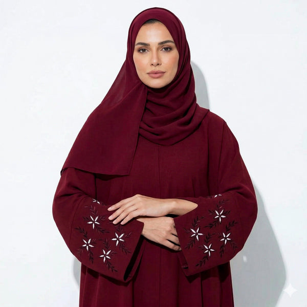 Deep Red Elegance Abaya