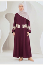 Mehroon gold Emb abaya