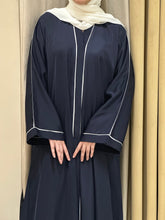Blue Abaya with White Piping - 09 - Hijab by Dania
