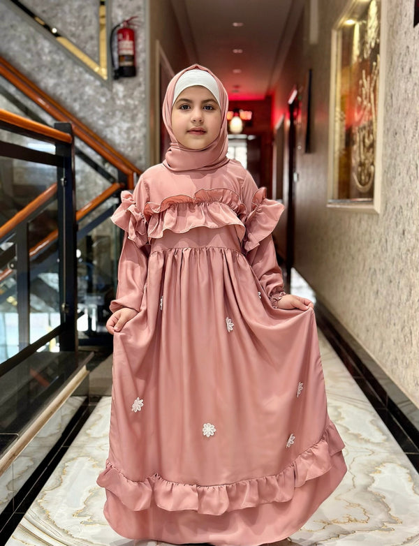 Blush Belle – Kids Frill Abaya sku - 190 - Hijab by Dania