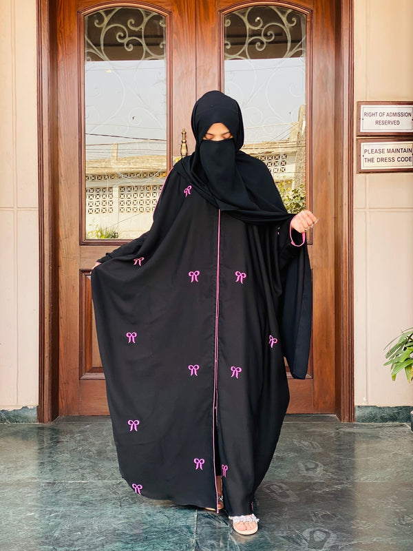 Bow Embroidered Abaya Black, 25 - 26 - Hijab by Dania