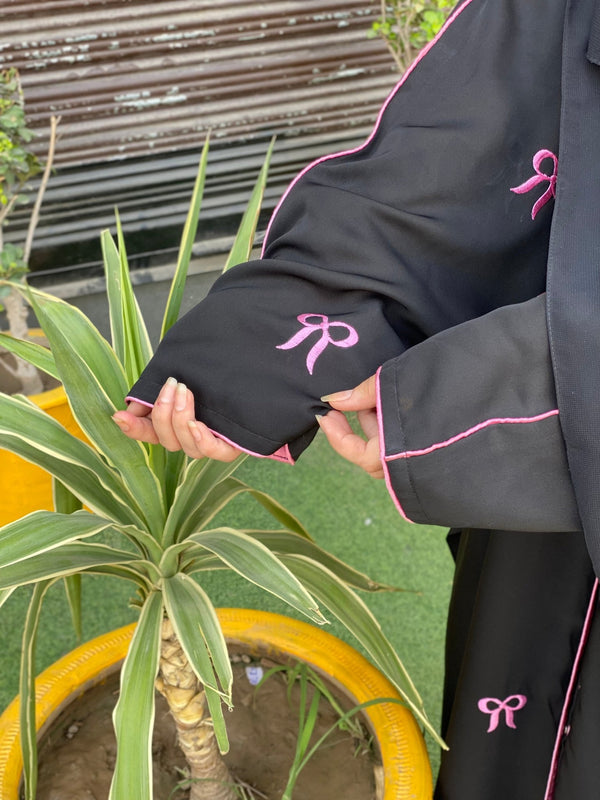 Bow Embroidered Abaya Black, 25 - 26 - Hijab by Dania