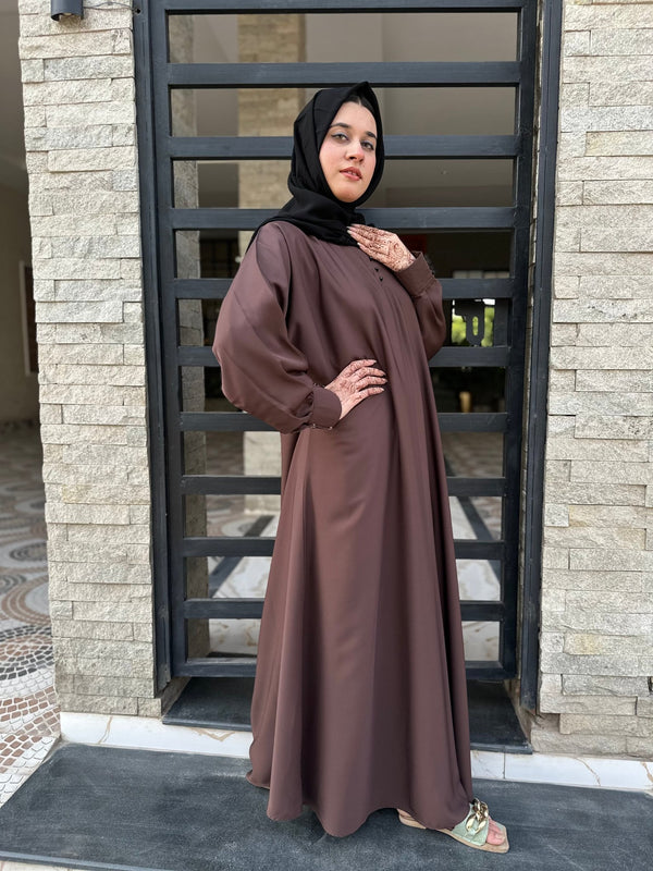 Brown Grace Front - Close Abaya 95,96,97 - Hijab by Dania