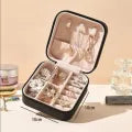 Leather Jewellery Organizer Box with Zipper | Ear Rings & Necklace_Bracelets Holder -  Small Jewellery Box Vanity Hanger Stand Velvet No Ratings