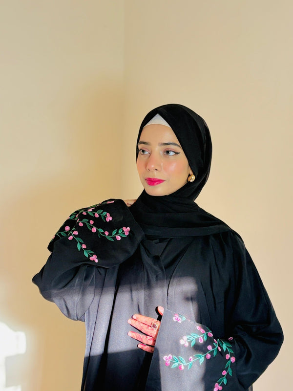 Cherry Leaf Embroidery abaya - 223 - Hijab by Dania