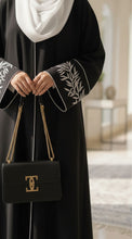 Black sleeves Embroidery and piping abaya