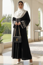 Black sleeves Embroidery and piping abaya