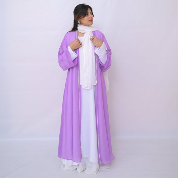 Elegant Exquisite Trim Abaya (inner+upper) - 19 - Hijab by Dania