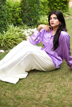lavender satin shirt