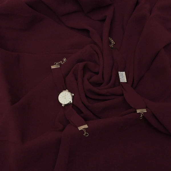 Georgette Chiffon Hijab + Watch + Bracelet + Gift Set - Hijab by Dania