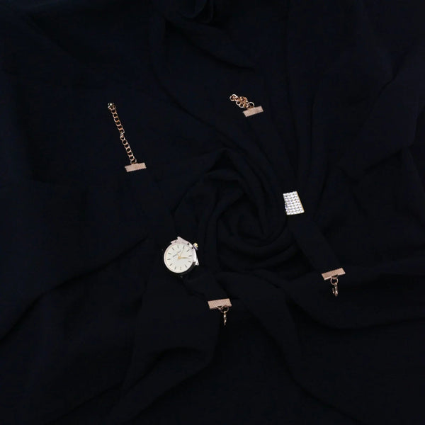 Georgette Chiffon Hijab + Watch + Bracelet + Gift Set - Hijab by Dania