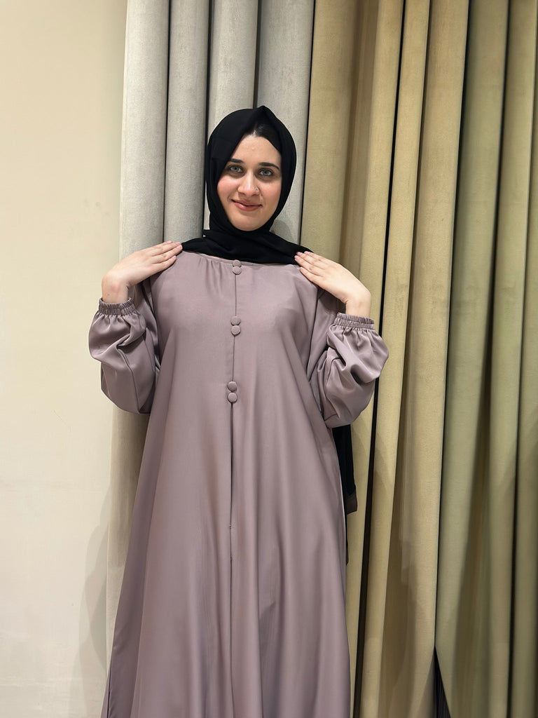 Gracefull light brown abaya front buttons and chonat sleeves-182