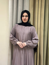 Gracefull light brown abaya front buttons and chonat sleeves - 182 - Hijab by Dania