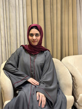 Grey Classic Abaya with Red Piping - 11 - Hijab by Dania