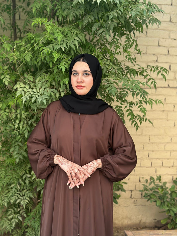 Hina Front Open Abaya (Choclate Brown) 07 - Hijab by Dania