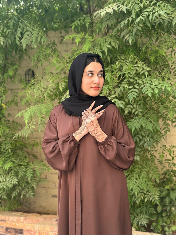 Hina Front Open Abaya (Choclate Brown) 07 - Hijab by Dania