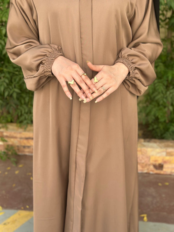 Hina Front Open Abaya (Desert Brown) - 03 - Hijab by Dania
