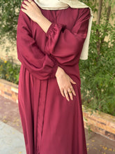 Hina Front Open Abaya (Mehroon) - 02 - Hijab by Dania