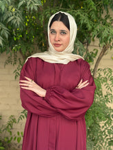 Hina Front Open Abaya (Mehroon) - 02 - Hijab by Dania