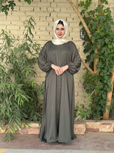 Hina Front Open Abaya (Olive Green) - 01 - Hijab by Dania