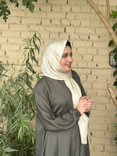 Hina Front Open Abaya (Olive Green) - 01 - Hijab by Dania