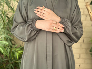 Hina Front Open Abaya (Olive Green) - 01 - Hijab by Dania