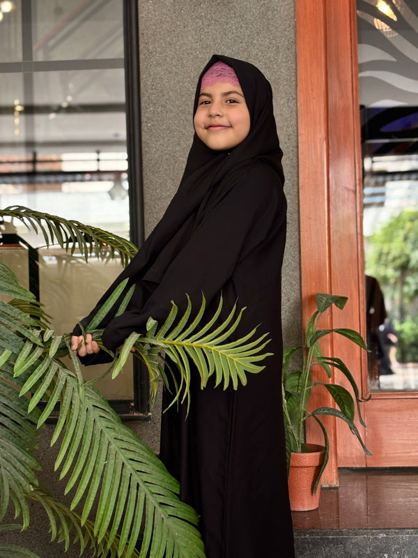 Kids Basic Abaya with elastic sleeve sku - 193 - Hijab by Dania