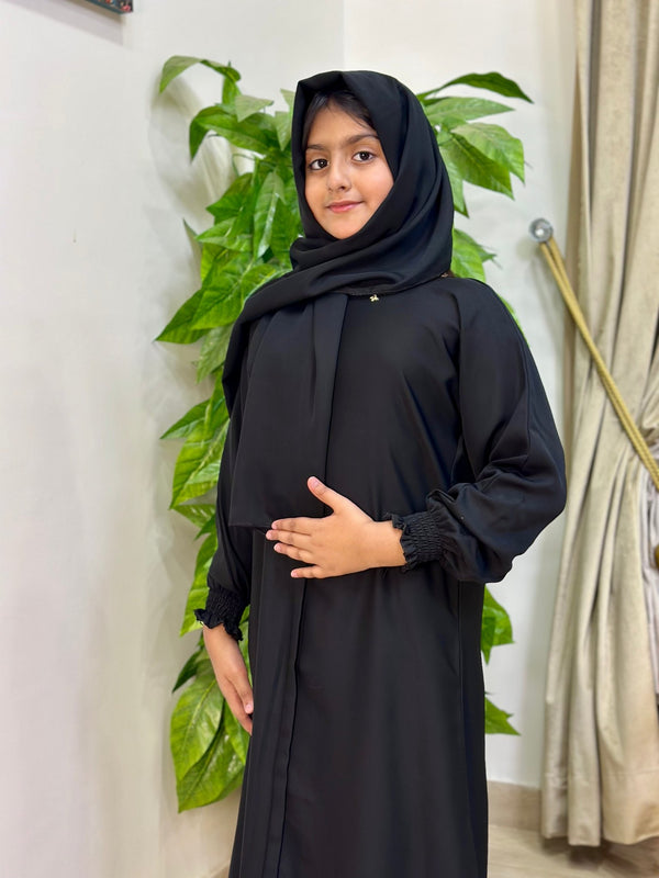 Kids Basic Abaya with elastic sleeve sku - 193 - Hijab by Dania