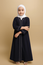 Kids Blue Abaya with White Piping - Hijab by Dania