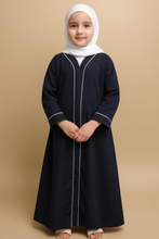 Kids Blue Abaya with White Piping - Hijab by Dania
