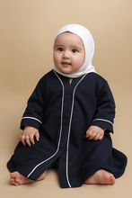 Kids Blue Abaya with White Piping - Hijab by Dania