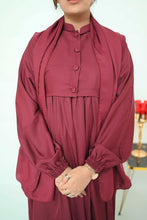 Maroon Button - Down Abaya - 98 - Hijab by Dania
