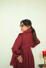 Maroon Button - Down Abaya - 98 - Hijab by Dania