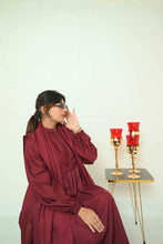 Maroon Button - Down Abaya - 98 - Hijab by Dania