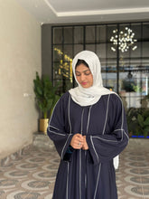 Midnight Blue Abaya with White Piping - 09 - Hijab by Dania