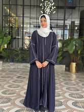 Midnight Blue Abaya with White Piping - 09 - Hijab by Dania