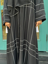 Modern Black Abaya with White Stripe Patterns - 163 - Hijab by Dania