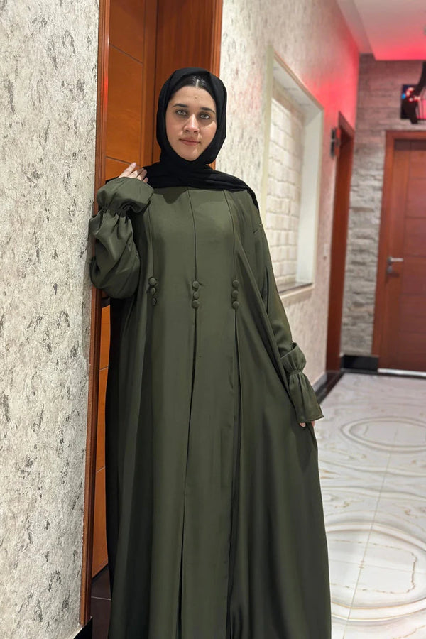 *Moss green plated abaya