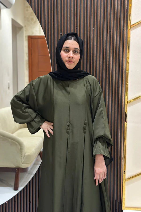 *Moss green plated abaya