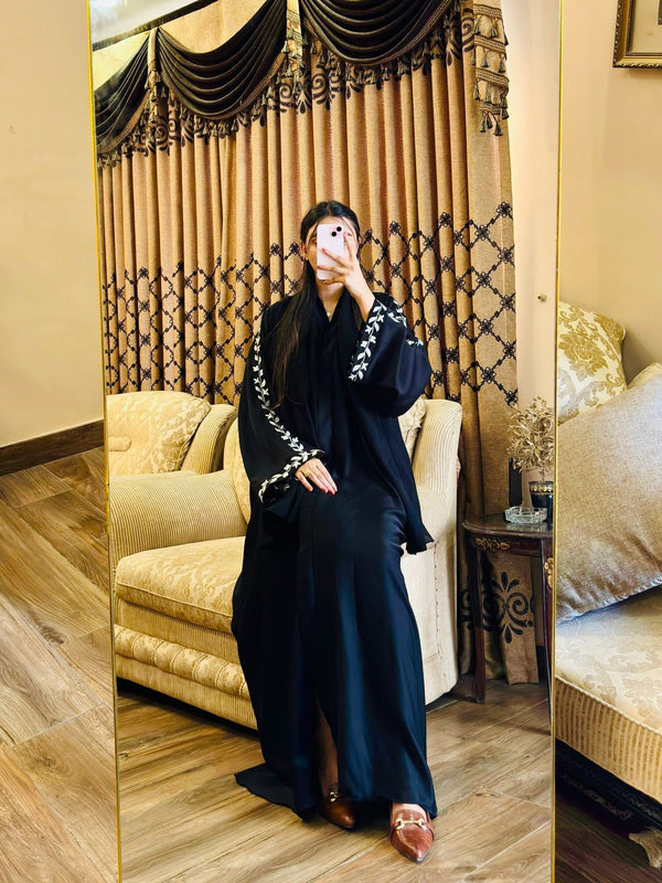 Noir Bloom – Embroidered Elegance Abaya - 215 - Hijab by Dania