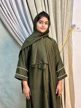 Olive Bloom – Kids Abaya sku - 189 - Hijab by Dania