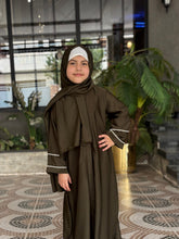 Olive Bloom – Kids Abaya sku - 189 - Hijab by Dania
