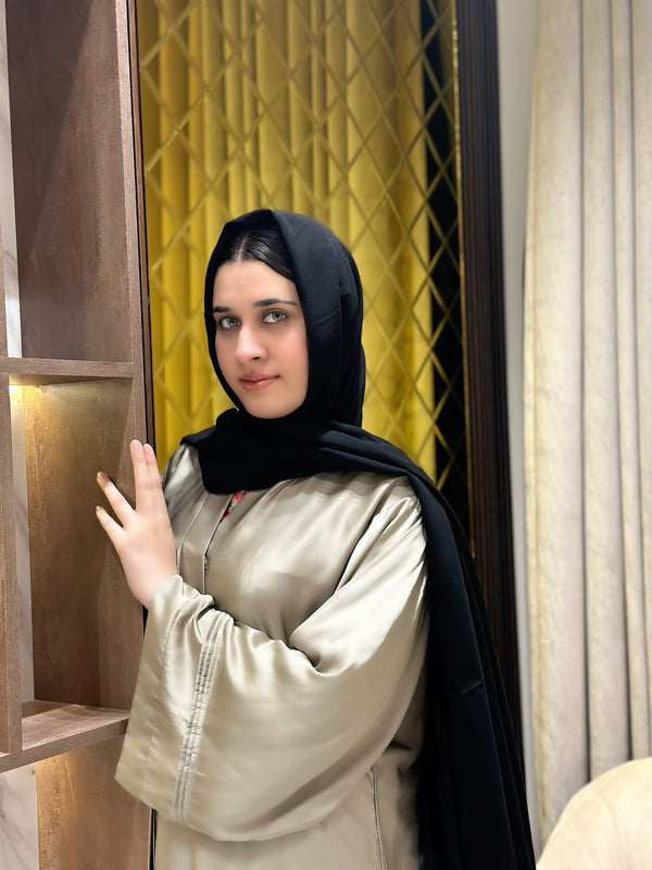 Silk Plated Sleeves Abaya - 181 - Hijab by Dania