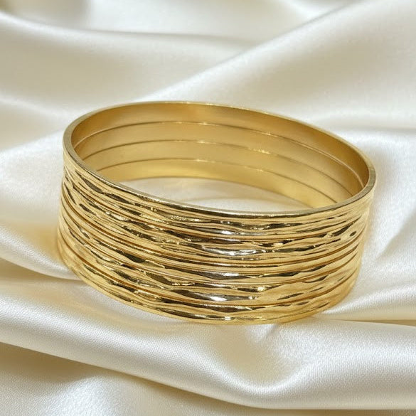Dual-Finish Gold Bangle