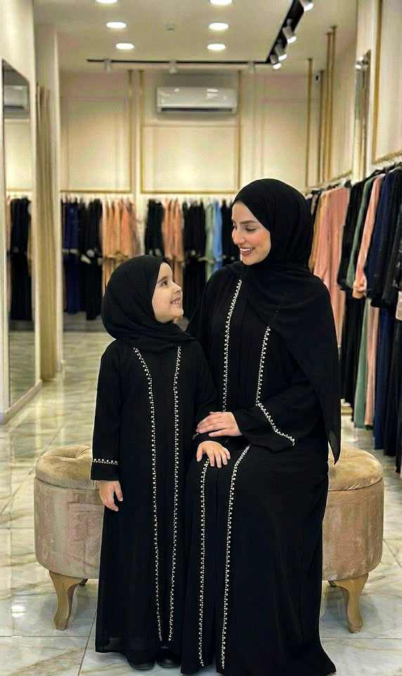 black pearl lace Abaya Mommy & Me Abaya Set