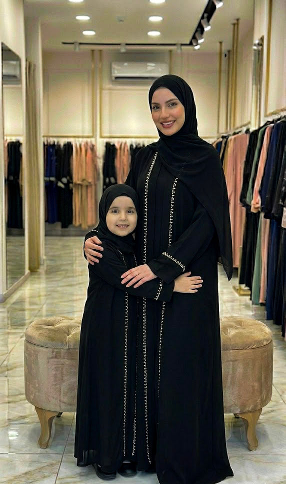black pearl lace Abaya Mommy & Me Abaya Set